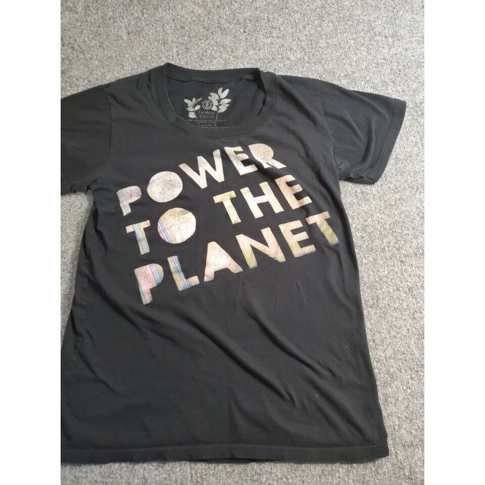 ELEMENT Organic Power To The Planet Womens Size M Black Cotton T-Shirt Soft